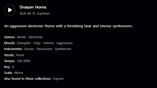 Пример описания трека на StockMusic