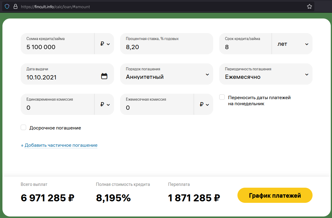 Кредит, график платежей, аннуитет, досрочное погашение. Тех реализация. Велосипед, который будет переизобретаться вечно - 5
