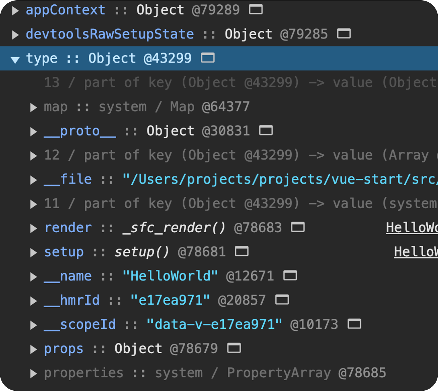 Содержимое поля type у VNode