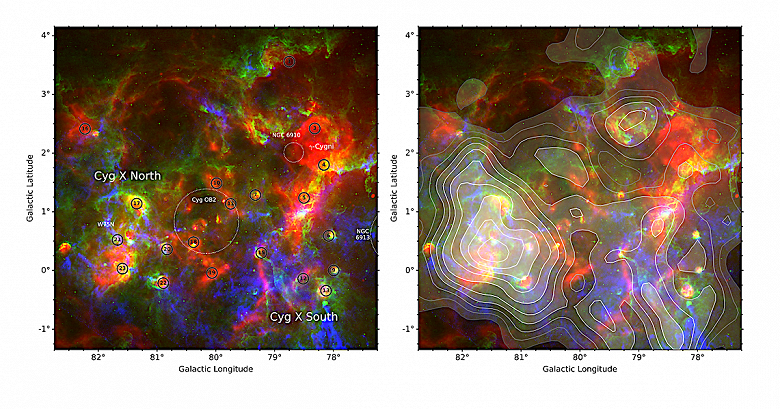 В звёздообразующем комплексе Лебедь X обнаружены уникальные структуры переходного газа - 1 В звёздообразующем комплексе Лебедь X обнаружены уникальные структуры переходного газа
