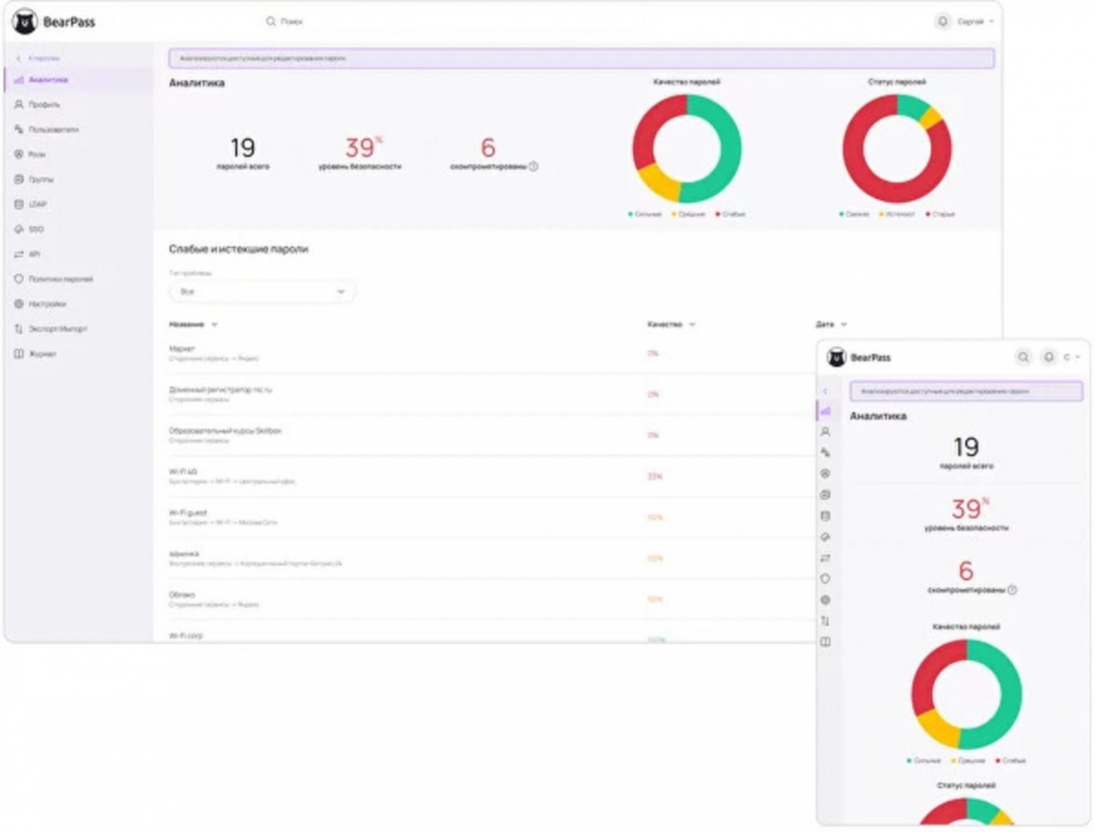 Интерфейс BearPass 
