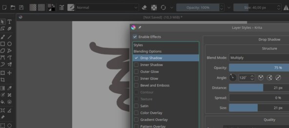 Сравните - с дефолтной настройкой основной рисунок под панелькой с манипуляциями над слоем оказывается затенённым.<br />