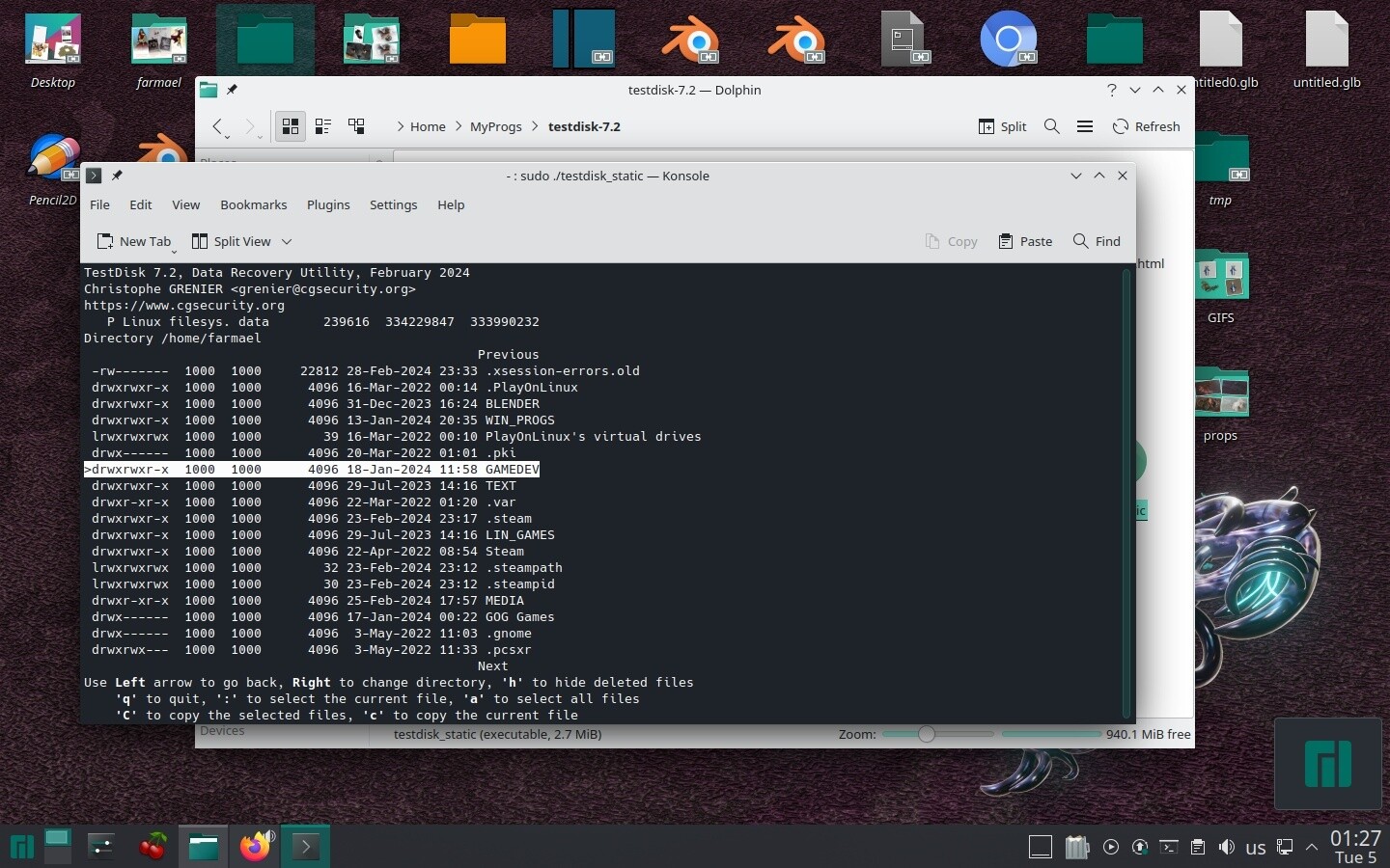 В итоге вытаскиваю файлы оставшиеся на Минте TestDisk'ом, перед глобальной переустановкой