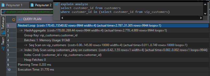 Проверка на (не)вхождение строк через разные инструменты в PostgreSQL - 2