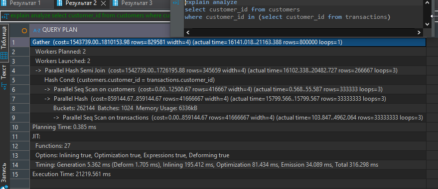 Проверка на (не)вхождение строк через разные инструменты в PostgreSQL - 5