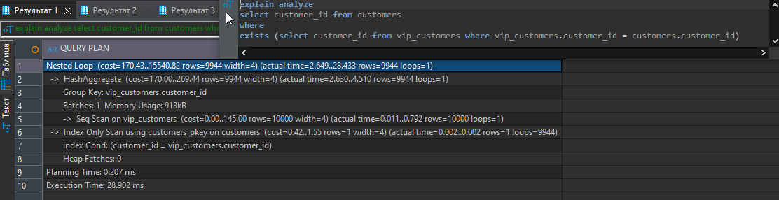 Проверка на (не)вхождение строк через разные инструменты в PostgreSQL - 1