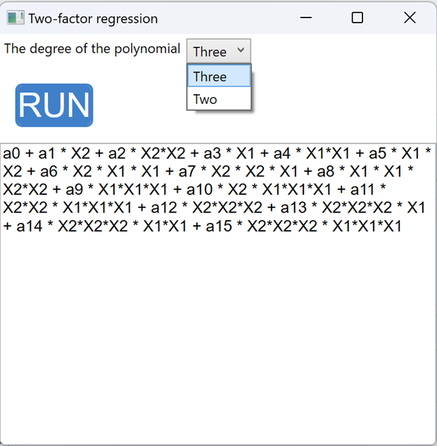 Выбор степени полинома, по которому будет рассчитаны коэффициенты двухфакторной аппроксимации  