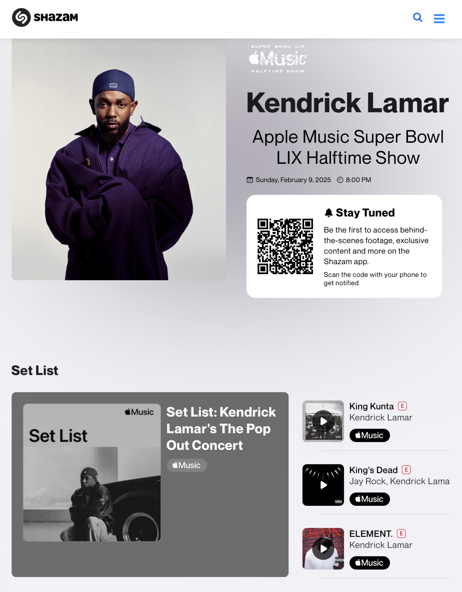 Также там можно настроить получение напоминания о выступлении, плейлисте с песнями на выступлении и фотографиями с шоу.