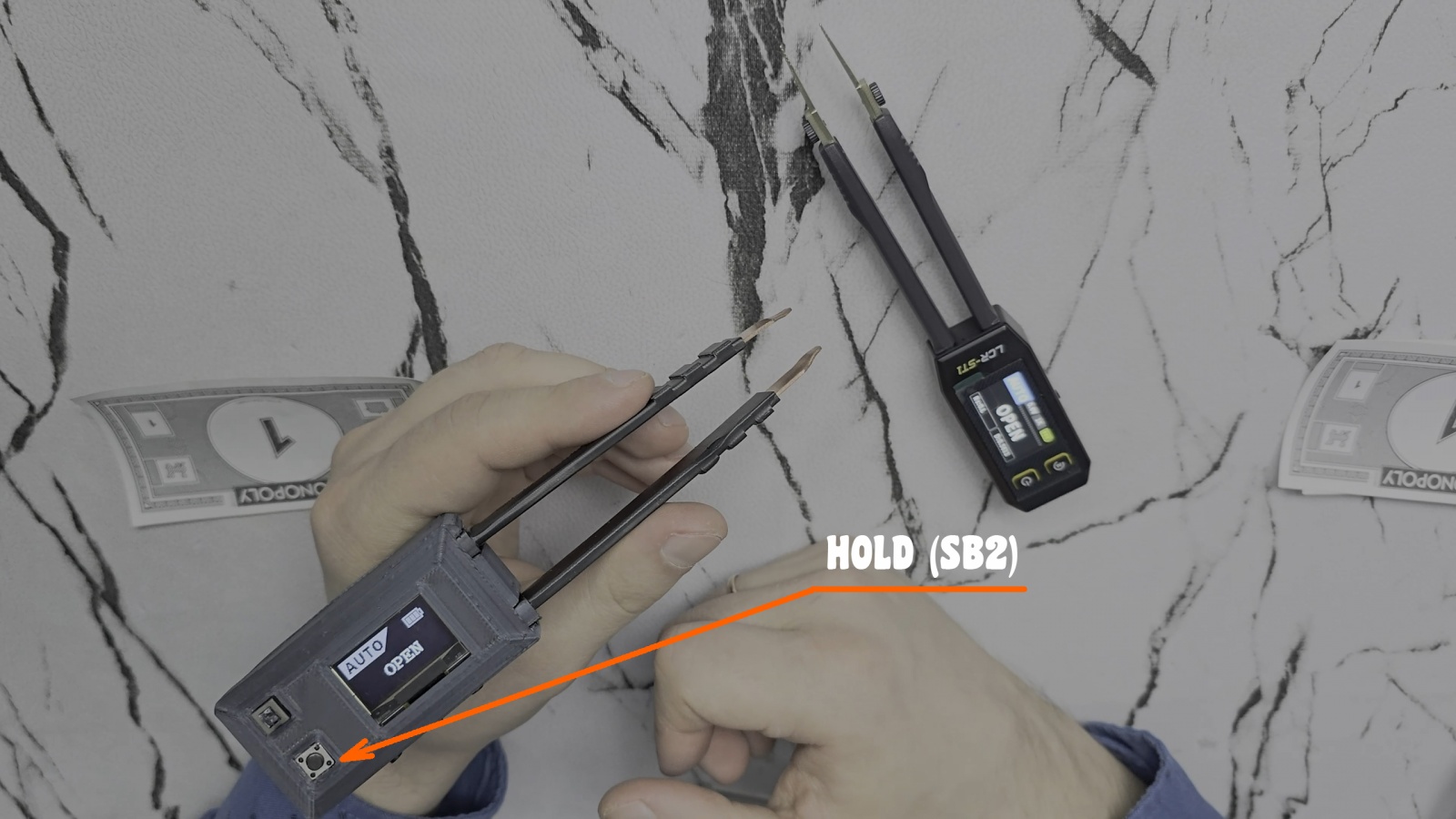 Режим авто и ориентация экрана измерительного пинцета DIY YCHEV001