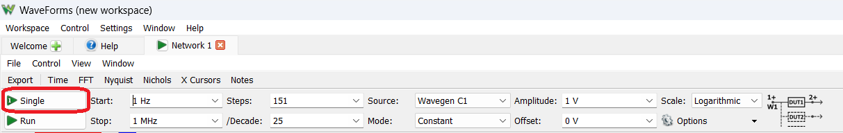 Панель инструментов окна "Network"
