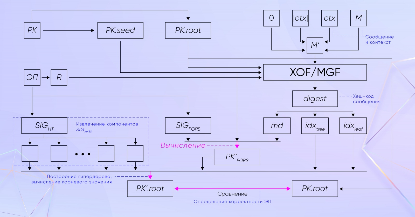 Проверка электронной подписи алгоритмом SLH-DSA (основной вариант)
