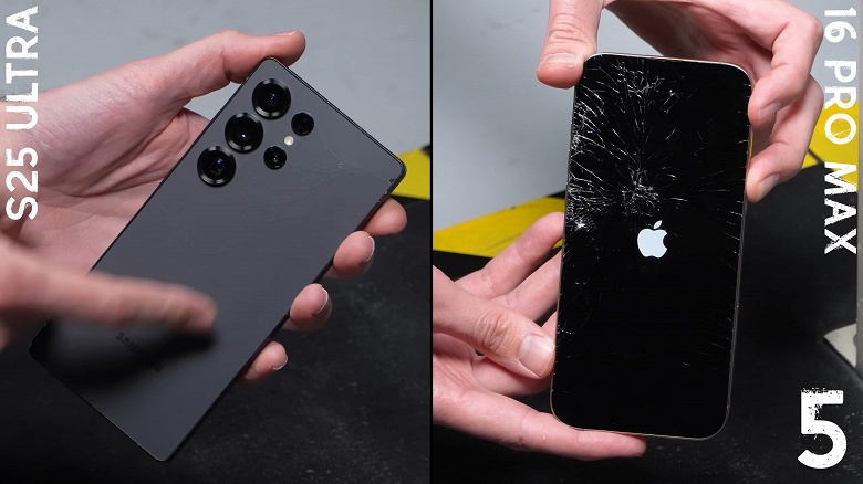 Samsung Galaxy S25 Ultra и iPhone 16 Pro Max бросали на бетон и сталь, и вот что получилось. Тесты на прочность выиграл корейский флагман