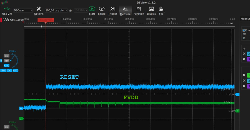FVDD и RESET на осциллограмме