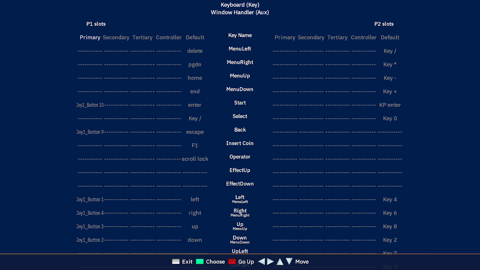 Настройки управления в OutFox для платформы в режиме геймпада