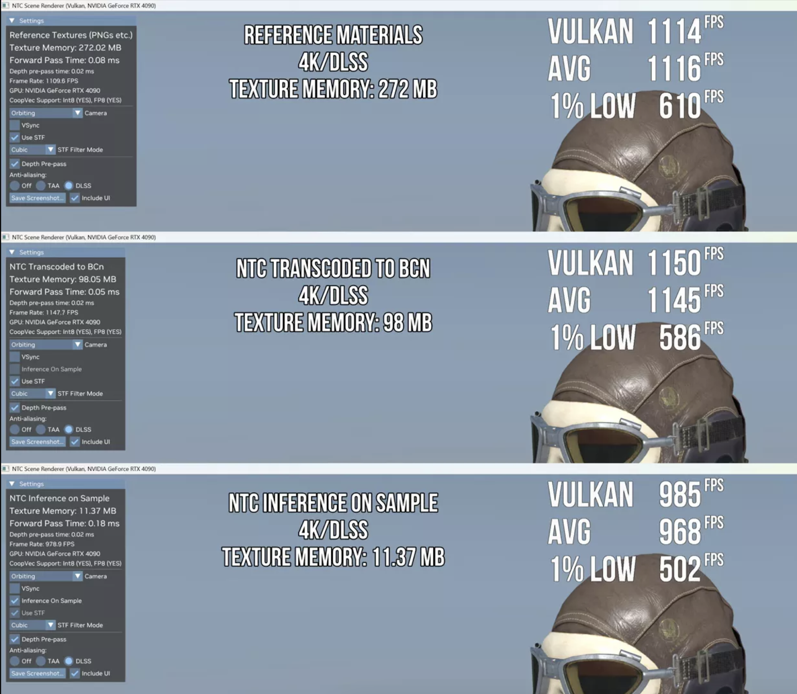 Первый кадр – без сжатия, второй – с базовым уровнем сжатия, третий – с максимальным