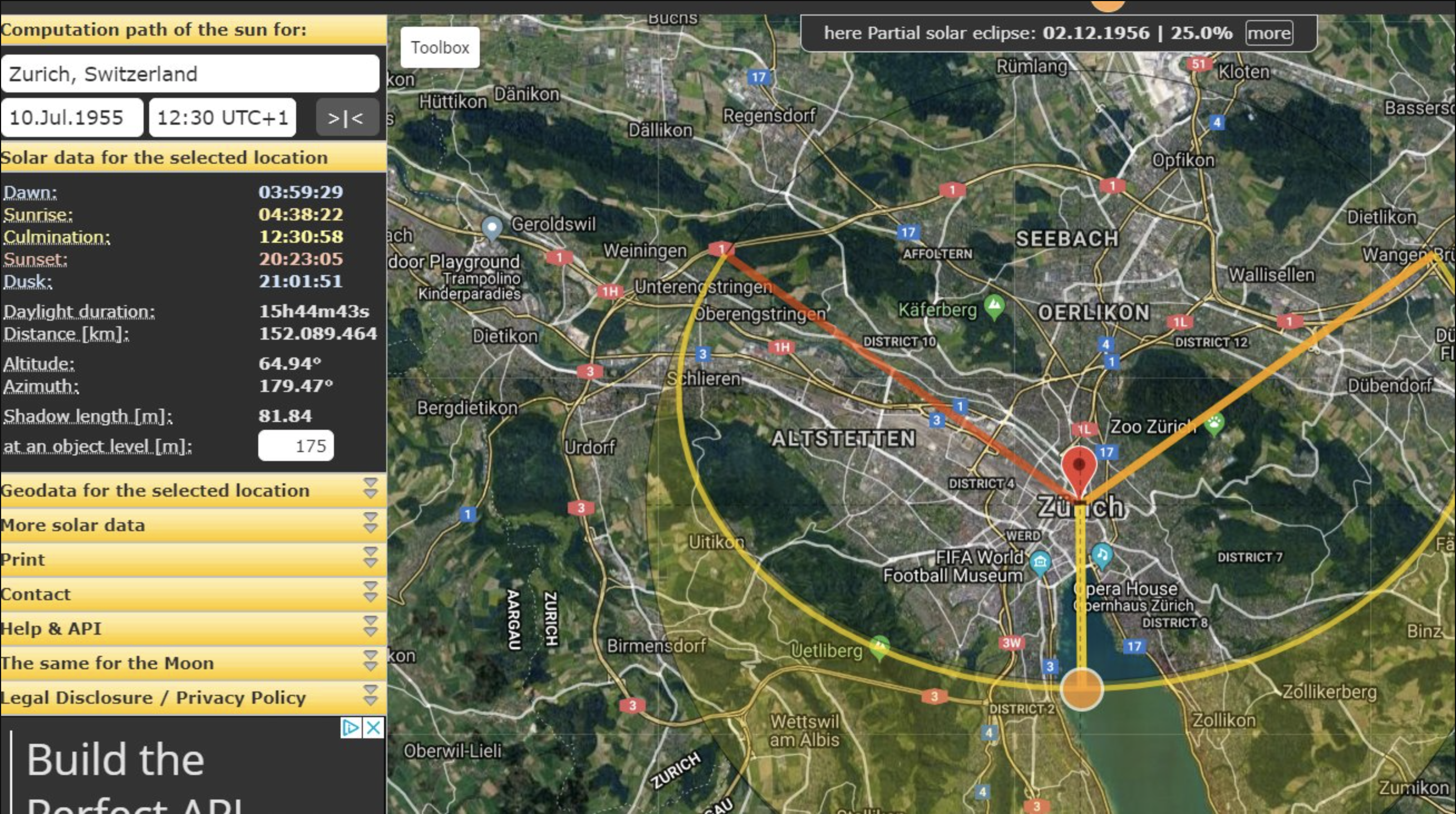 Определение общего направления солнца