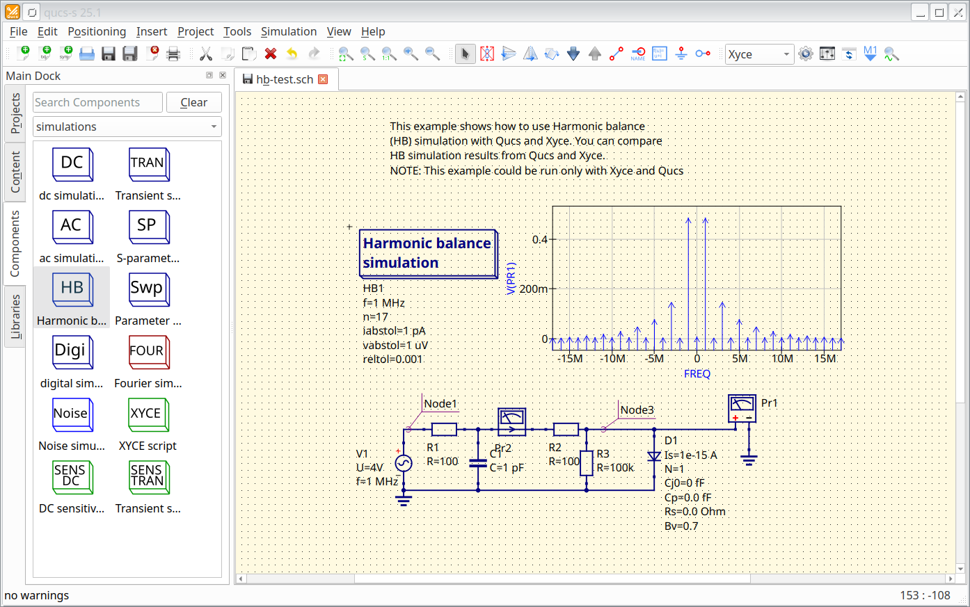 Моделирование гармонического баланса при помощи XYCE