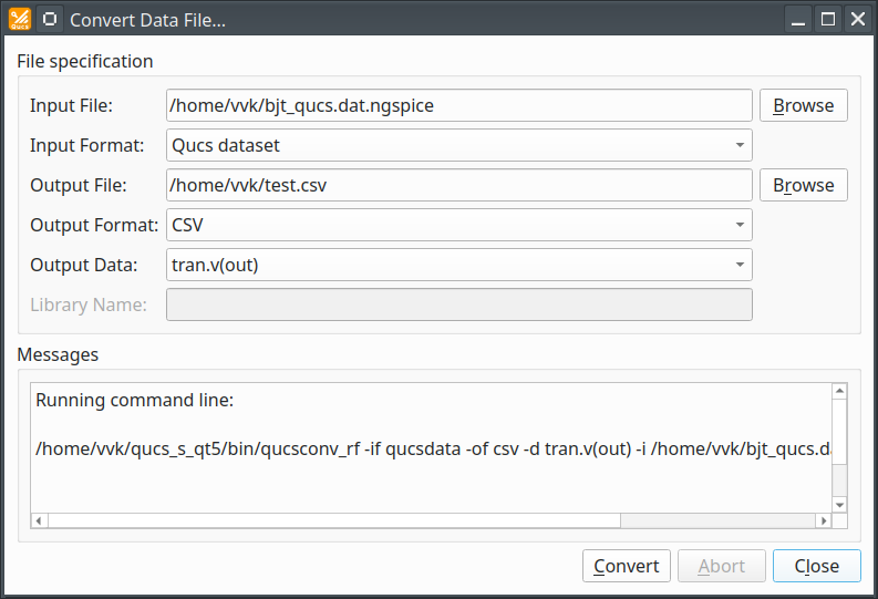 Диалоговое окно Convert data files