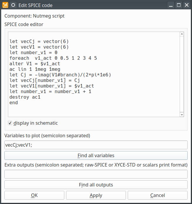 Диалог свойств скриптового моделирования