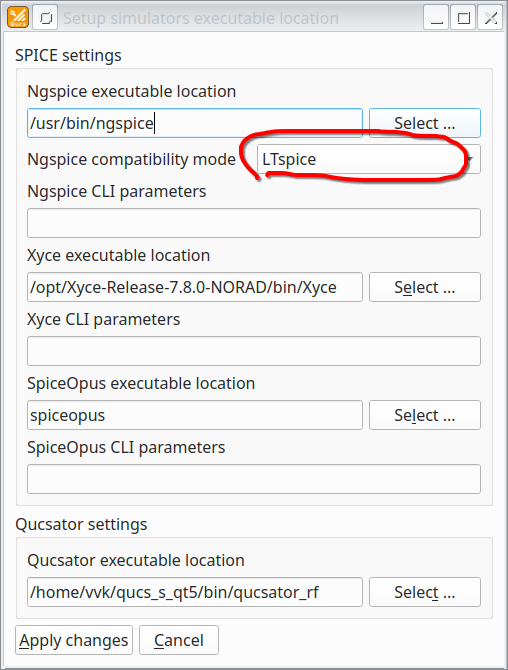 Установка режима совместимости с LTSpice