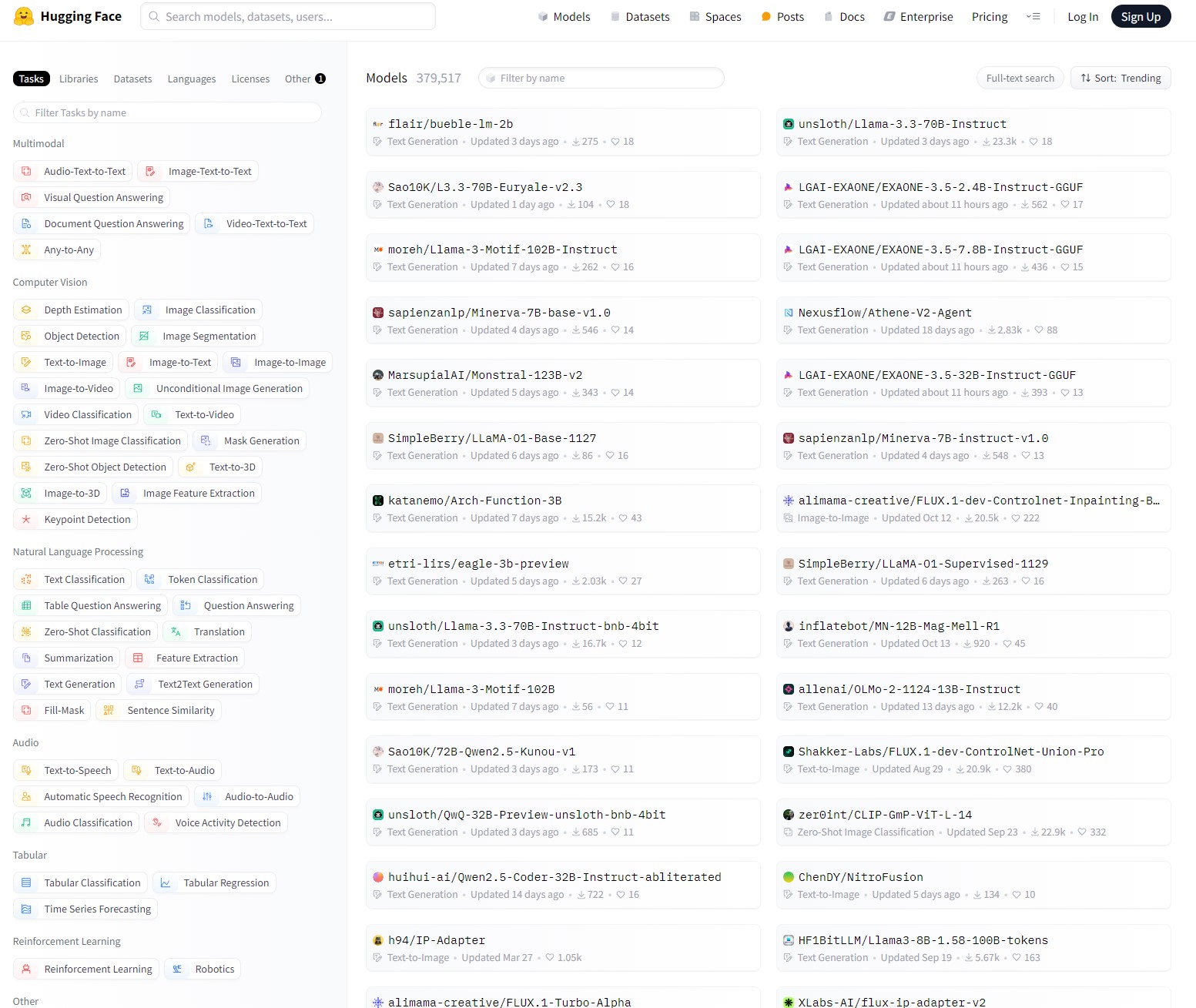 Рис. 15 Hugging Face. Главная