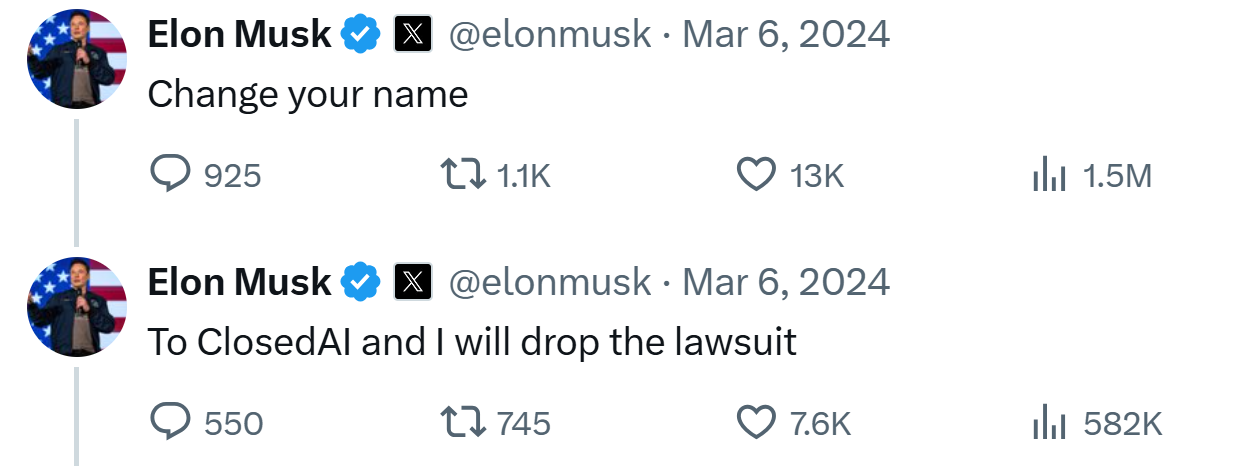 Хотя, возможно, Илону тут не нравится чисто семантическое несоответствие названия компании и ее фактического поведения…