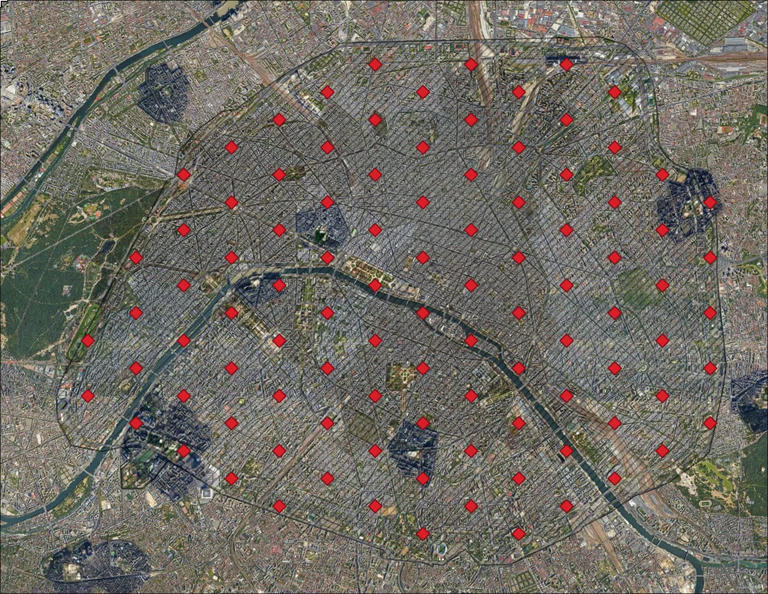 Рисунок 5: точки сэмплирования, позже спроецированные по WGS84 с целью сбора данных