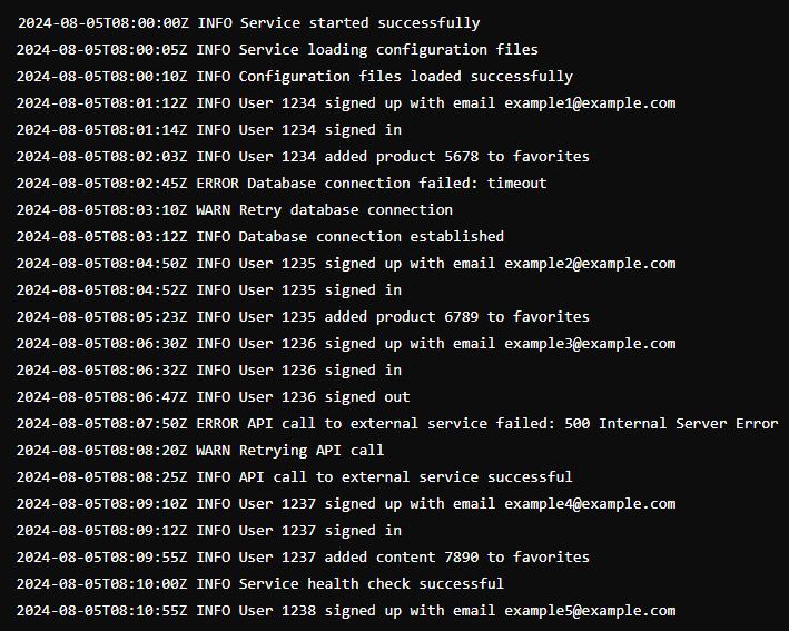 Сгенерированный лог