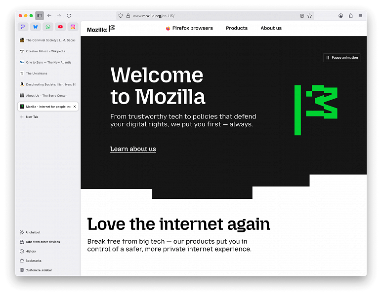 Большое обновление Firefox &mdash; вертикальные вкладки, новая боковая панель и многое другое