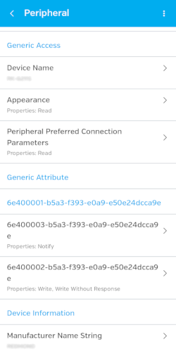 Информация о соединении в LightBlue