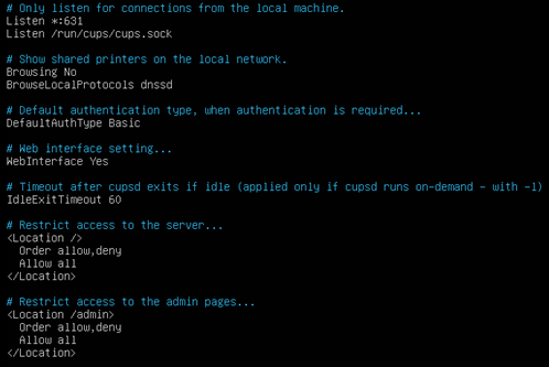 Конфигурация CUPS