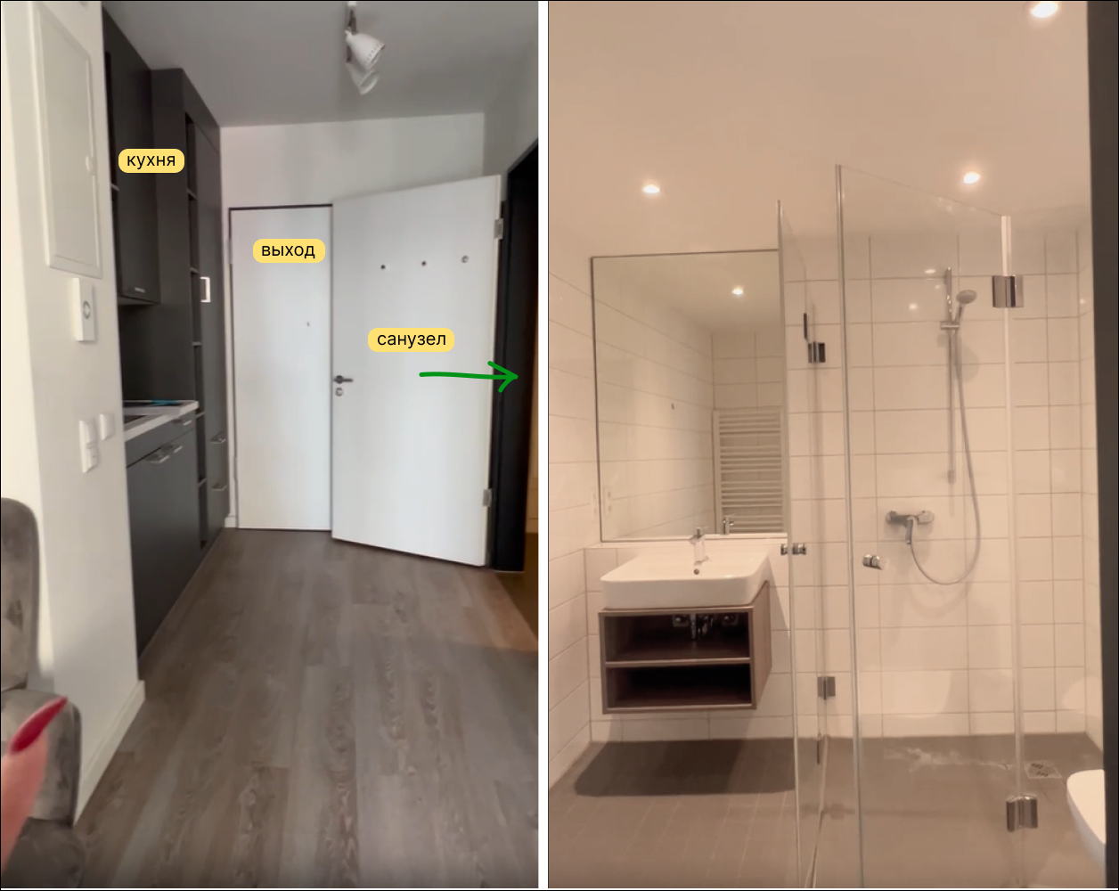 Санузел совмещенный и достаточно просторный.