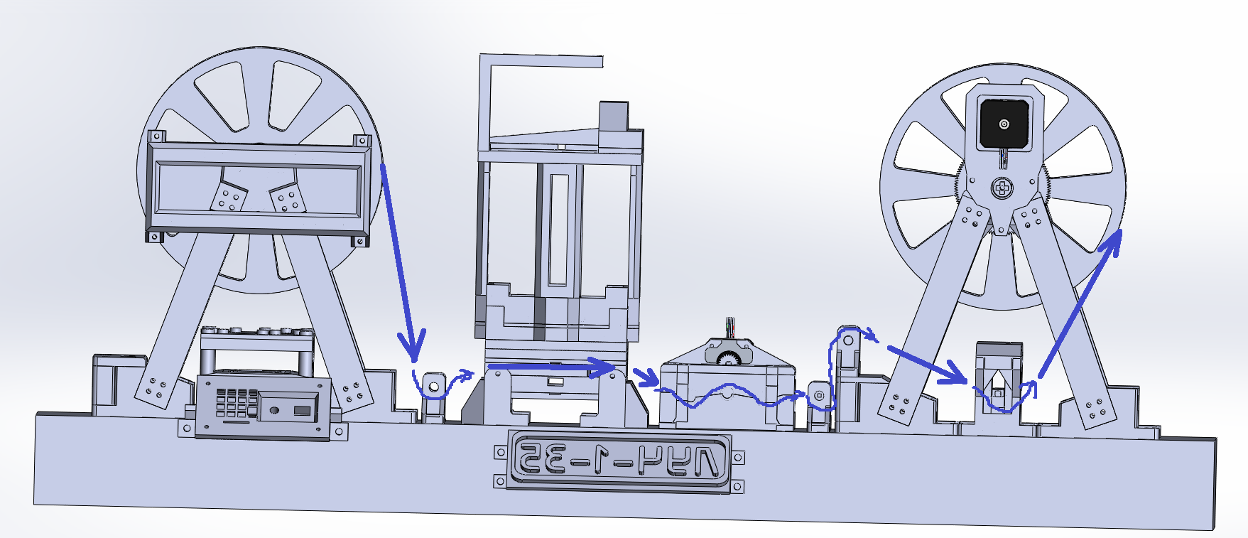 Стрелочками показана схема прохождения плёнки через сканер