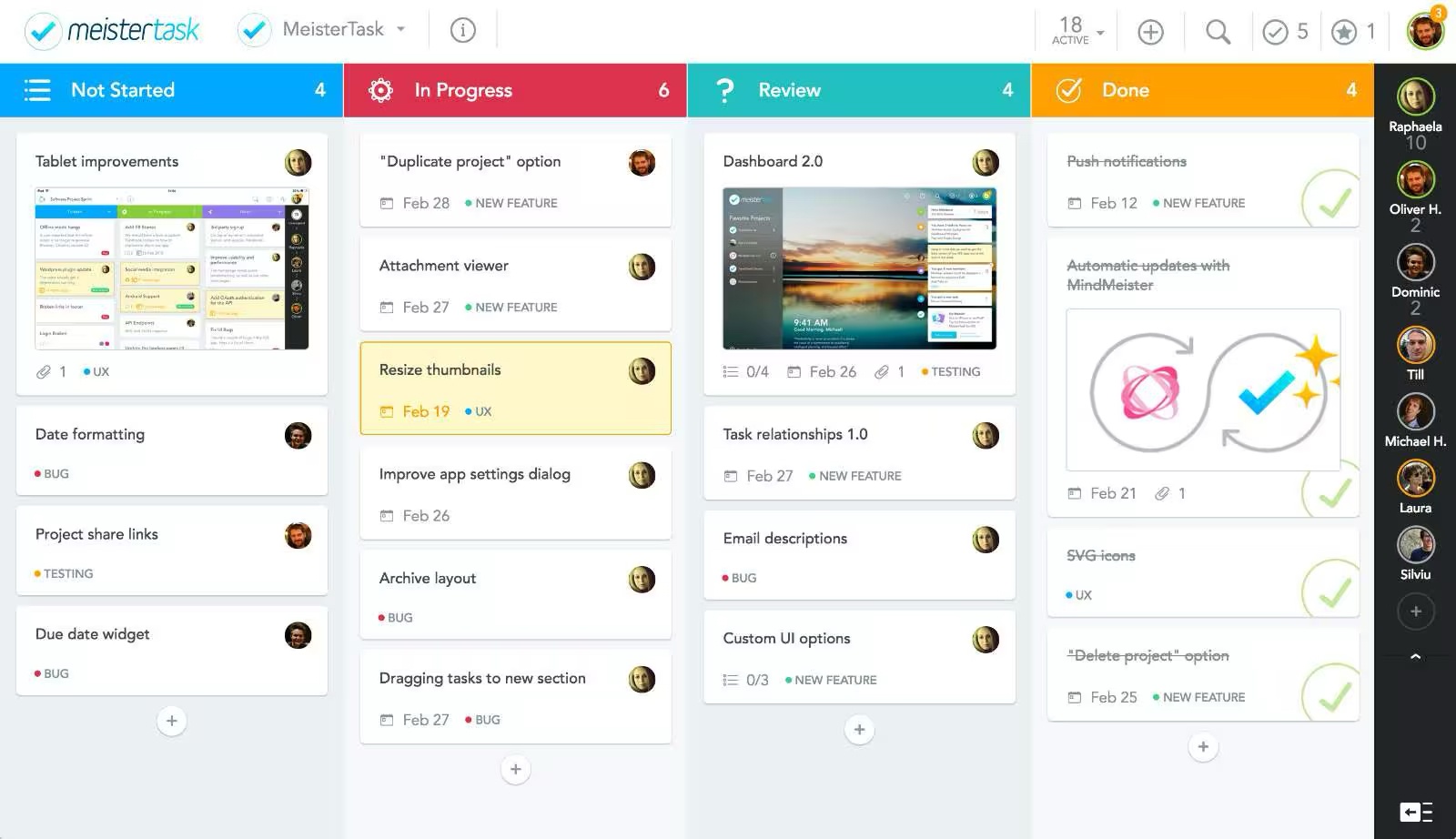 Интерфейс MeisterTask