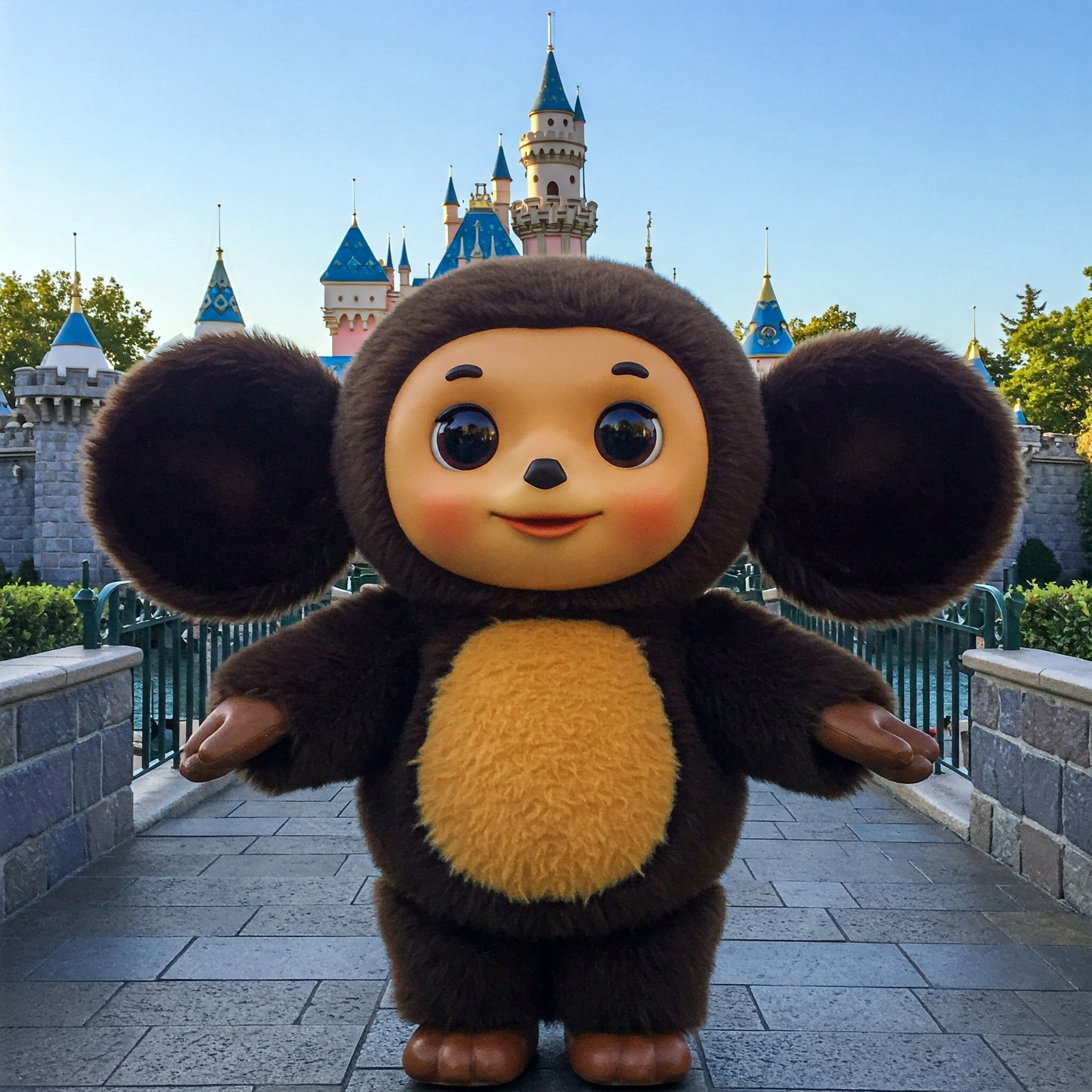 Все желающие фотаются с Чебурашкой в Парижском Диснейленде