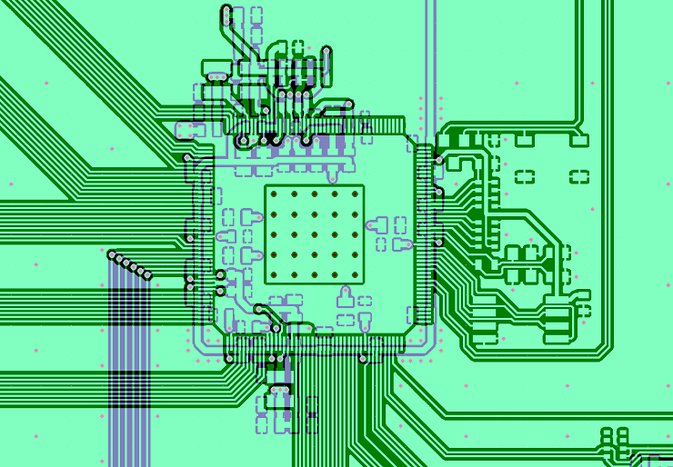 Пример трассировки на двух слоях.