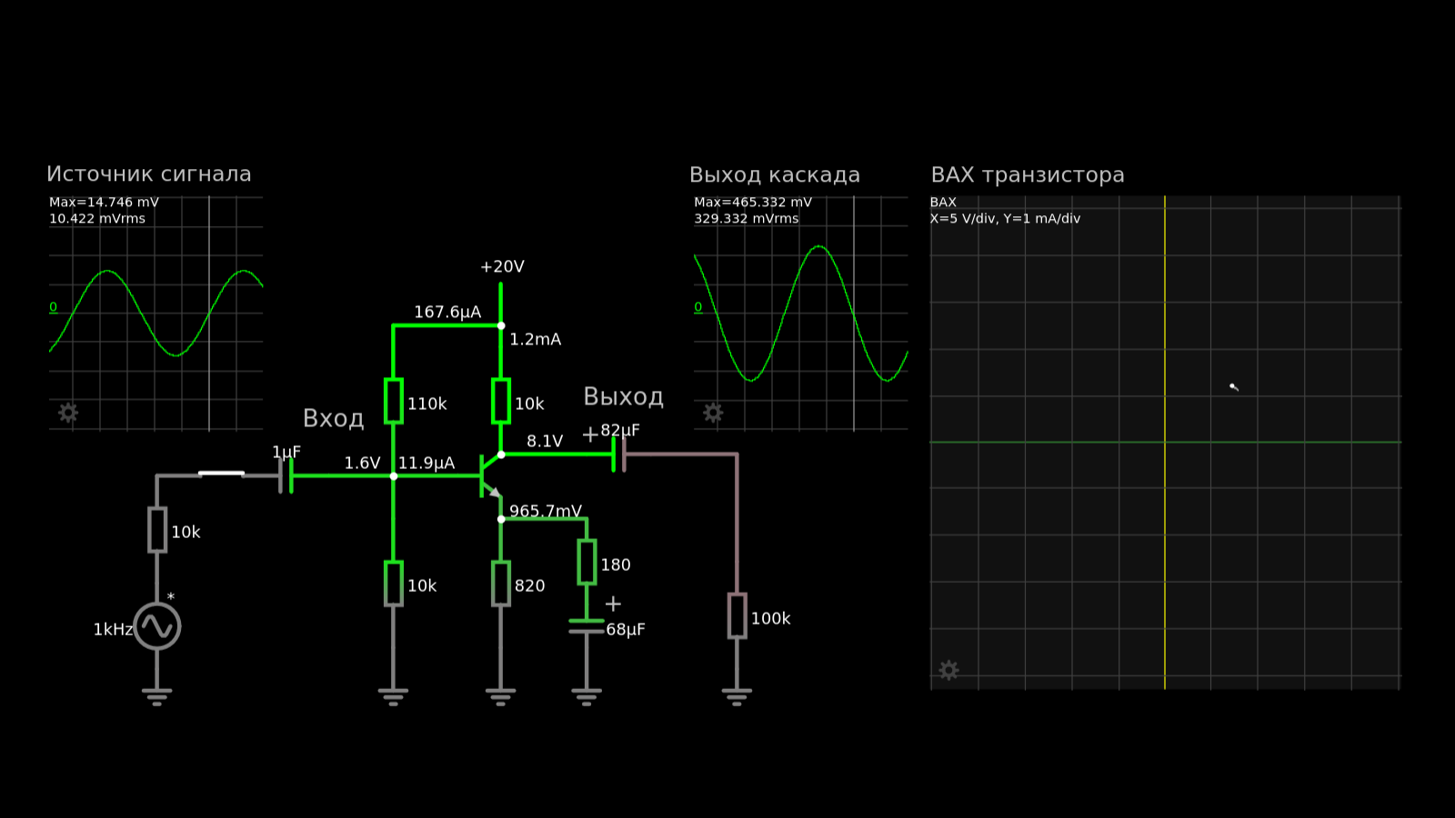 Правильный усилительный каскад на биполярном транзисторе - 10