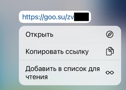 Ссылка, ведущая на фишинговый ресурс