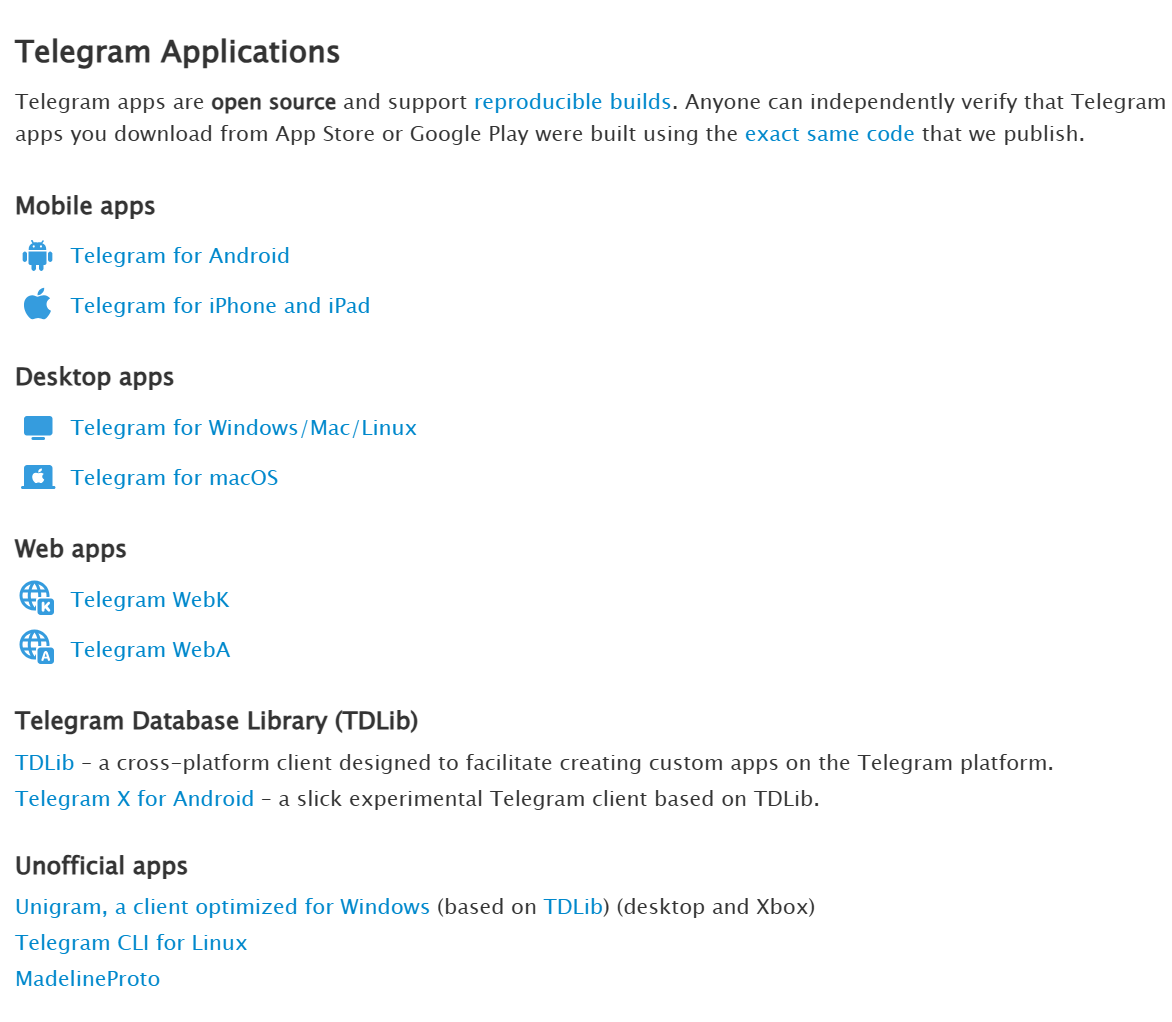 Версии мессенджера для различных платформ