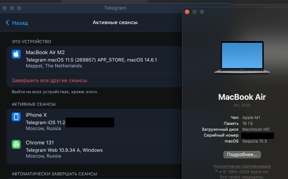 Отображение пользовательских сессий на разных устройствах macOS при копировании stable