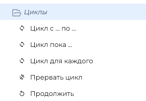 Рисунок 2. Перечисление активностей для работы с циклами  