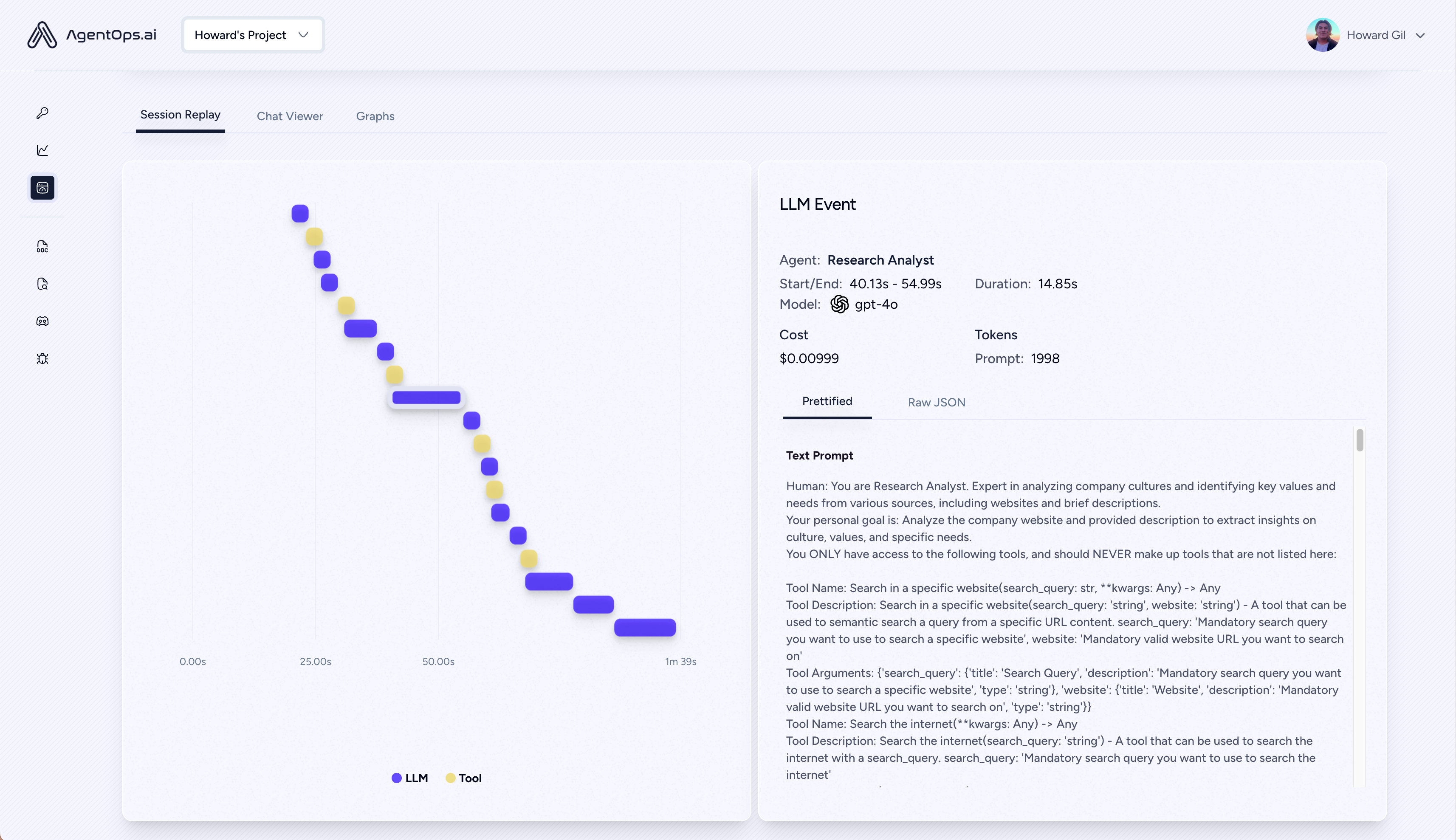 Отладка агентов с помощью AgentOps