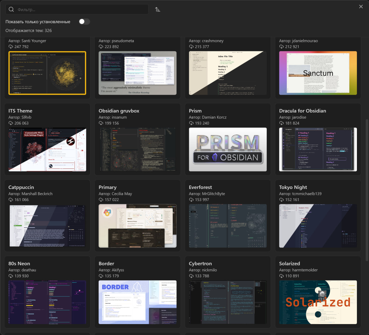 Рисунок 4. Темы