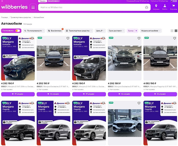 В Wildberries начались продажи авто Geely - 2 В Wildberries начались продажи авто Geely