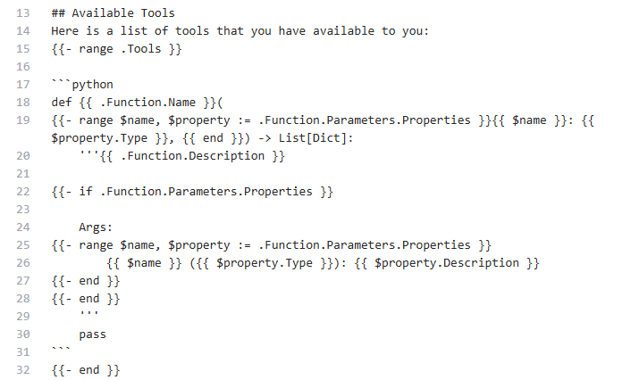 Перечисление списка инструментов через python скрипт в Modelfile просто не работает. Совсем.