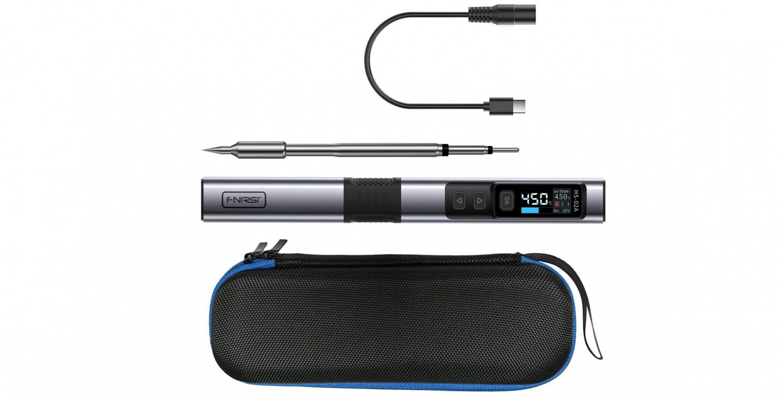 Это FNIRSI HS-02B. Комплектация получше. В подарок дали еще два жала, кроме того, что на фото