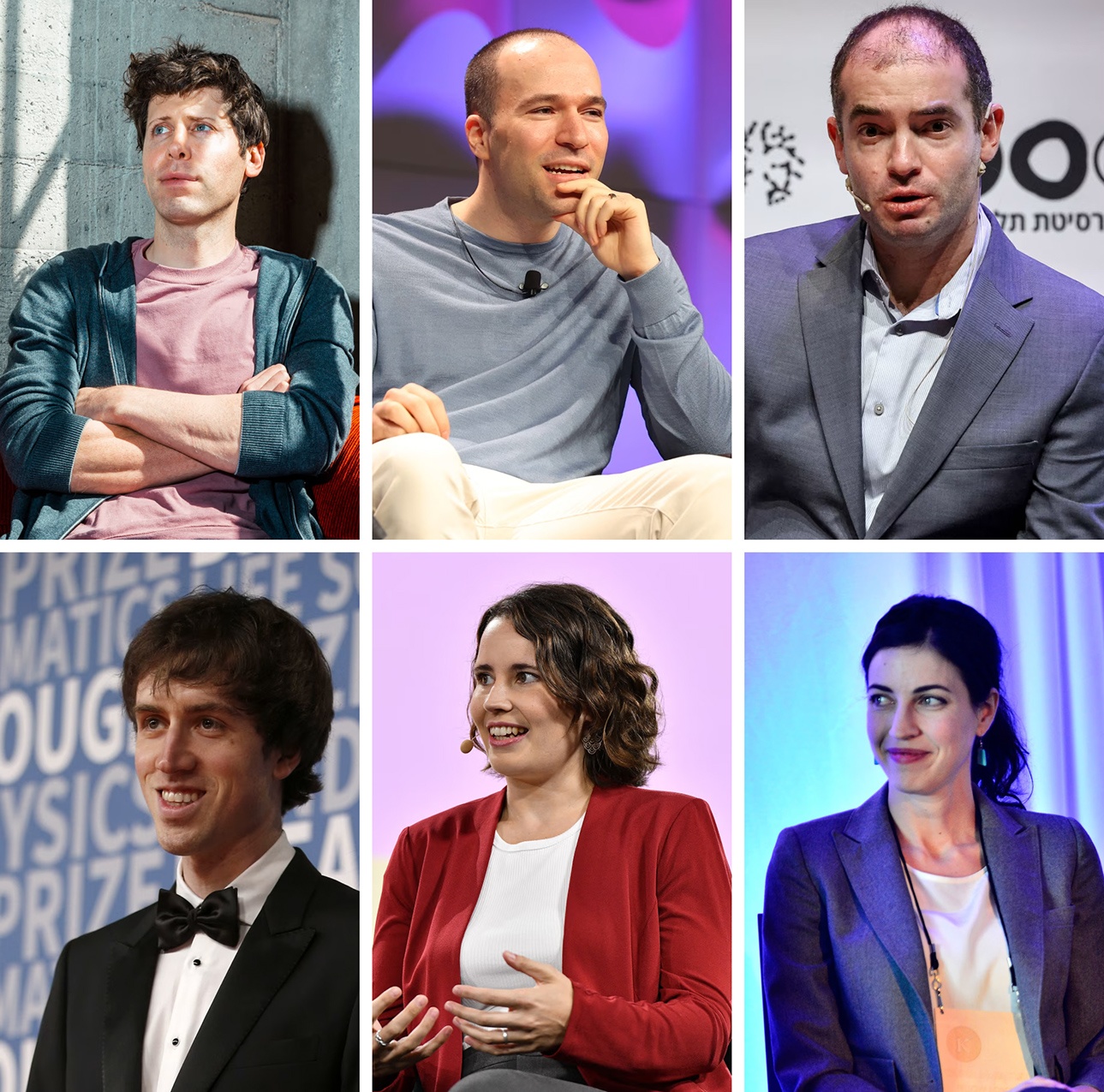 Слева направо: Сэм Альтман, Грег Брокман, Илья Суцкевер, Адам д’Анджело, Хелен Тонер, Таша Маколи