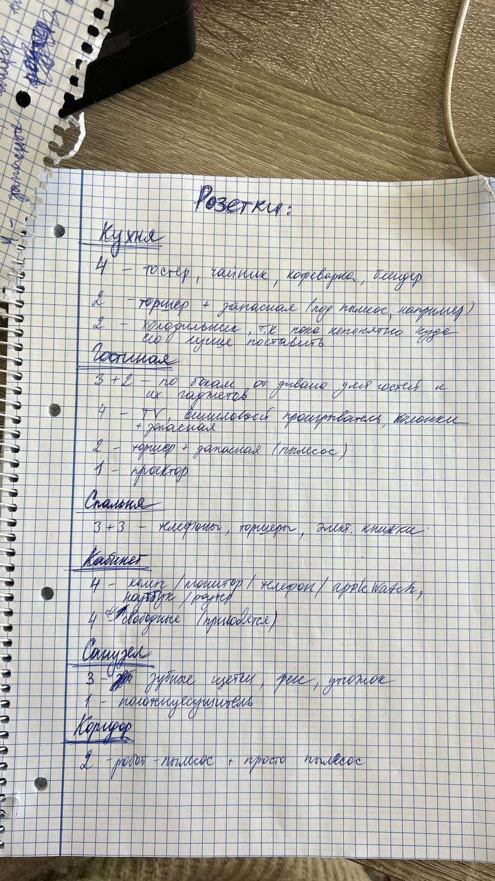 Пришлось штробить стены, чтобы провести новую проводку. В кухне и санузле я заводила выходы под розетки с обратной стороны стен, чтобы сохранить плитку.