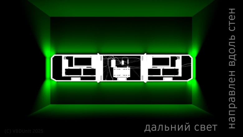 Ленты светят вдоль стены